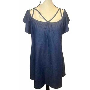 Cavenders Rockin C Women's Blue DENIM Off Shoulder Dress Size Medium NWT